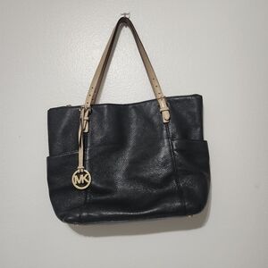 Michael Kors Black and Tan Leather Tote
